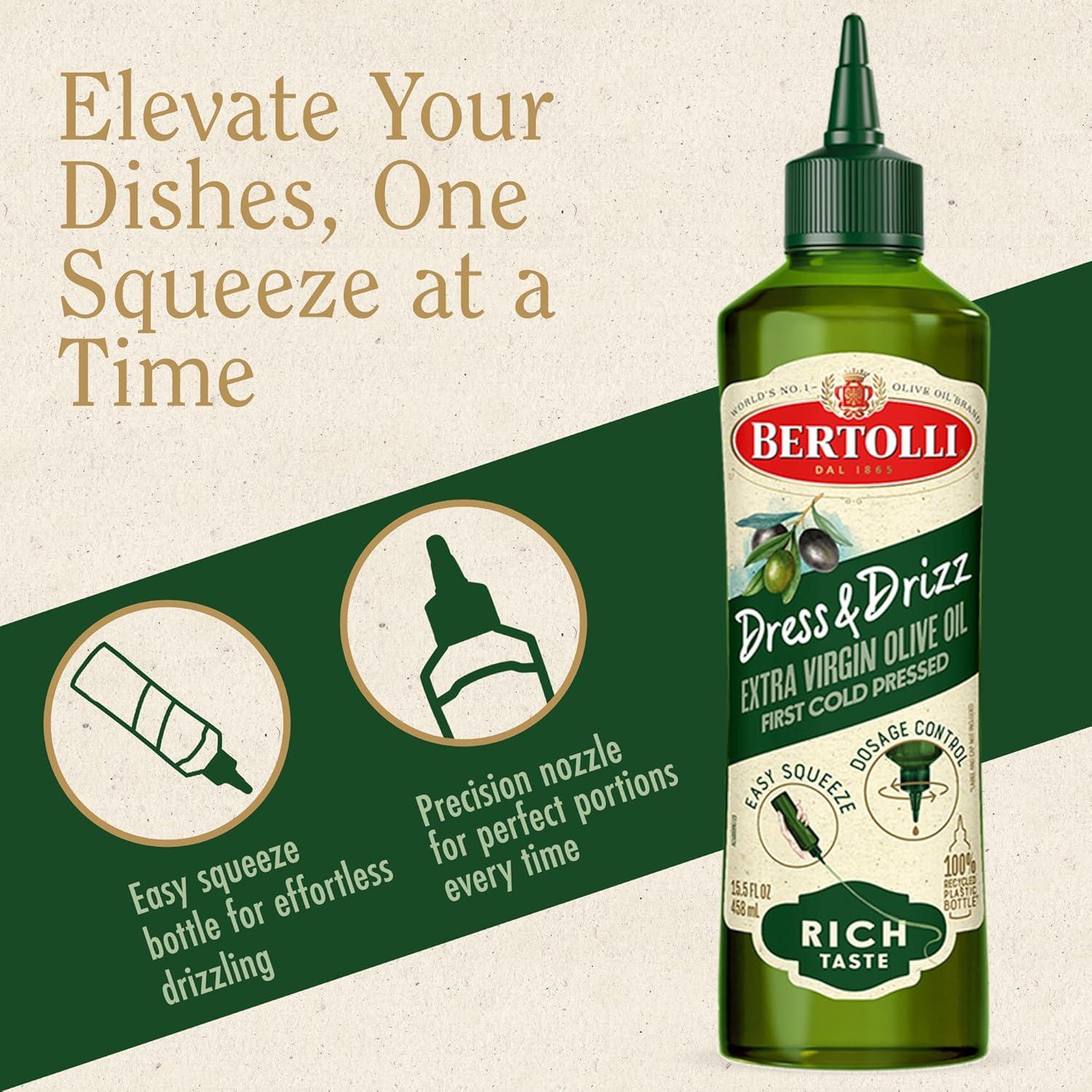 image:imageBertolli Dress amp Drizz Extra Virgin Olive Oil Rich Taste Contains Polyphenols Squeeze Bottle 155 fl ozRich Taste