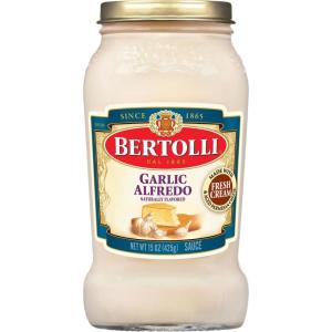 Bertolli Alfredo Sauce with Basil, Spaghetti Pasta Sauce, 15 oz(Galric Alfredo)