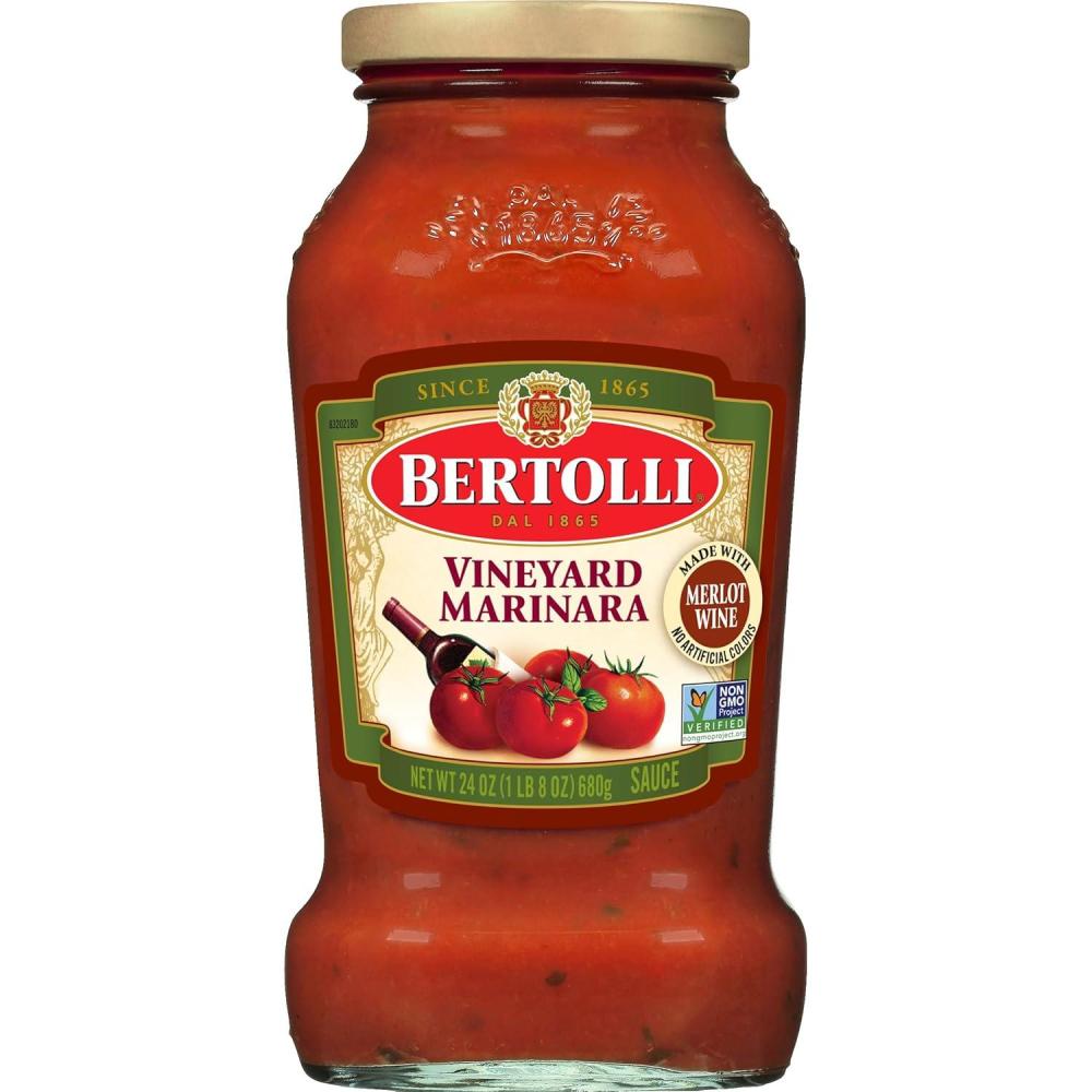 image:imageBertolli Vineyard Marinara Sauce with Merlot Wine Made with VineRipened Tomatoes Herbs and Spices and Merlot 24 ozVineyard Marinara
